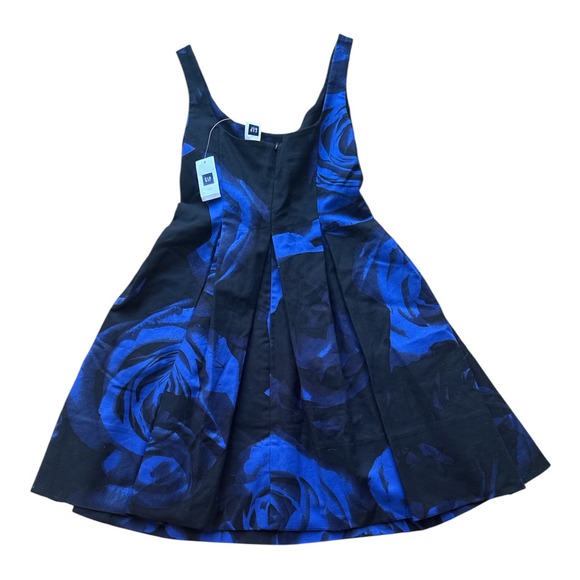 GAP Dresses & Skirts - Gap NWT Blue Rose Floral Fit and Flare Mini Dress Black Petite 0P 140132